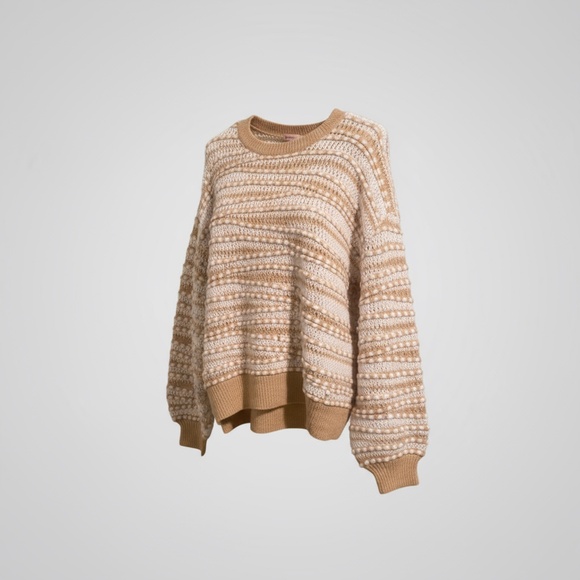 So Me Sweaters - So me Striped Cream and Tan Sweater